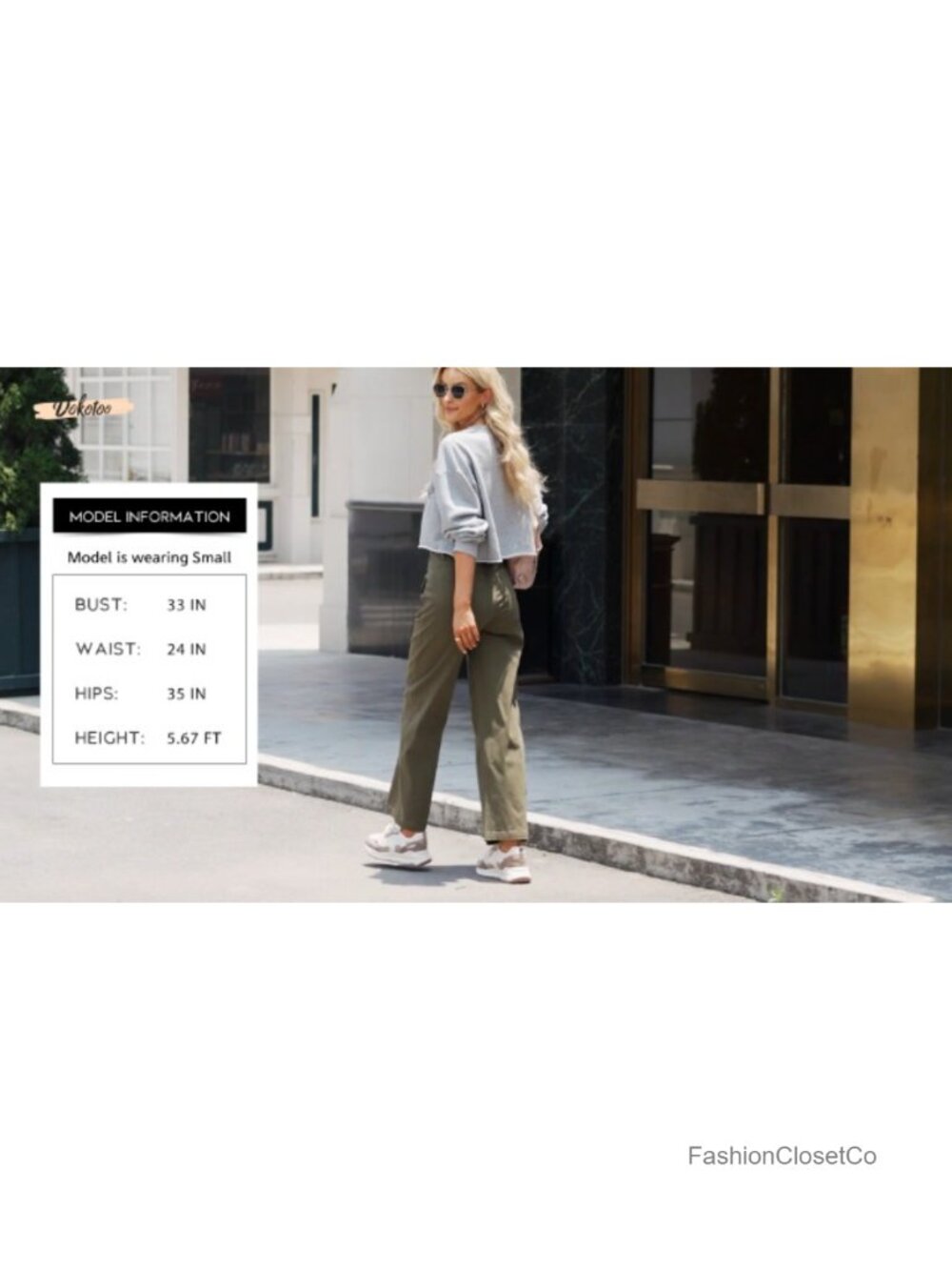 Wide Leg Cargo Pants High Waist Stretchable Cotton - Picture 5 of 6